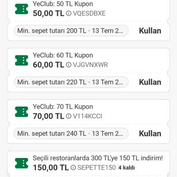 Yemek Sepeti İndirim Kuponlarımı Kullanamıyorum