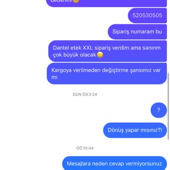 Yanlış Beden Gönderildi İletişime Geçilemiyor Fatura Da Yok