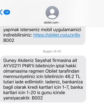 Obilet Bilet İptalinde Eksik İade Ve Yanıltıcı Bilgilendirme