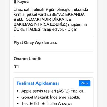 Satın Aldığım Apple Watch 10'da Ölü Piksel Sorunu Ve İade Problemi