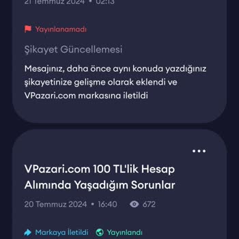 Vpazari.com Satın Aldığım Hesap Teslim Edilmedi, Para İadem Yapılmadı