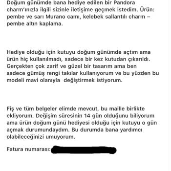 Pandora Mücevher Yetersiz Müşteri Hizmeti Ve Cevapsız Değişim Talepleri