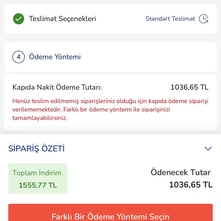 LCW Teslim Edilmeyen Sipariş Uyarısı Nedeniyle Kapıda Ödeme Yapılamıyor