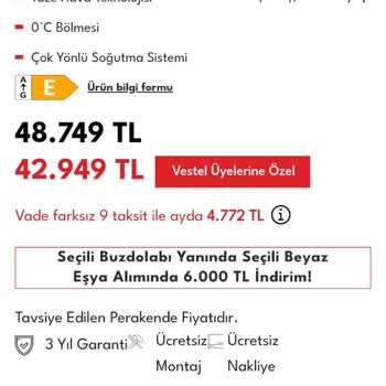 Vestel'den Üst Model Sözü Verilip Alt Model Buzdolabı Gönderilmesi Mağduriyeti