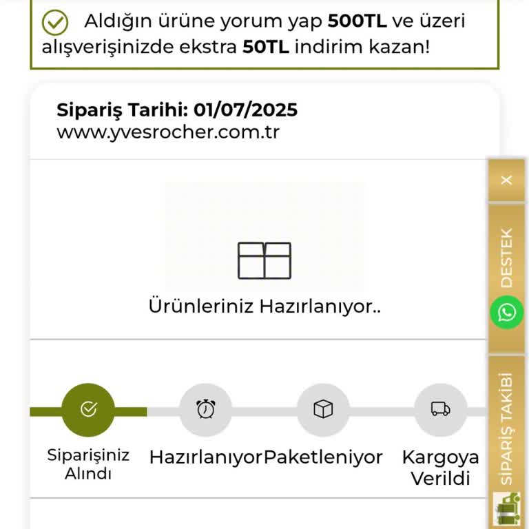 Yves Rocher Sipariş Takibi ve Müşteri Hizmetleri Sorunu Nedeniyle Yaşadığım Mağduriyet
