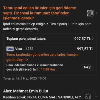 İptal Edilen Siparişin Ücreti İade Edilmiyor, Muhatap Bulamıyorum