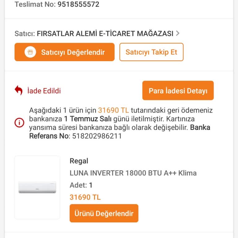 Trendyol'dan Alınan Klimada Teslimat Ve Ödeme Mağduriyeti Yaşadım