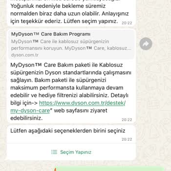Dyson V15 Detect Sürekli Hava Yolu Tıkalı Arızası Ve Yetersiz Destek