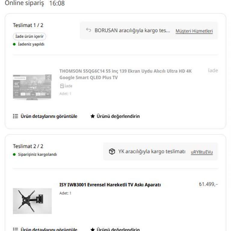 Teslim Edilmeyen TV Ve Keyfi İade Süreci Nedeniyle Mağduriyet