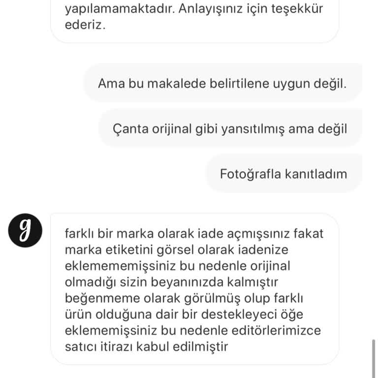 Gardrops'tan Aldığım Çanta Sahte Çıktı, İade Talebim Reddedildi