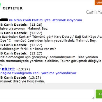 Canlı Destekte Yetersiz İlgi Ve Kredi Kartı İptal Sürecinde Hayal Kırıklığı
