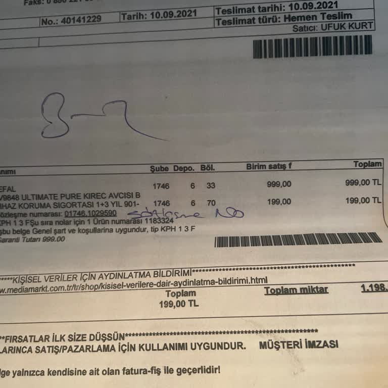 Ek Sigorta Kapsamında Ürünümün Değişimi Veya Onarımı Talep Ediyorum