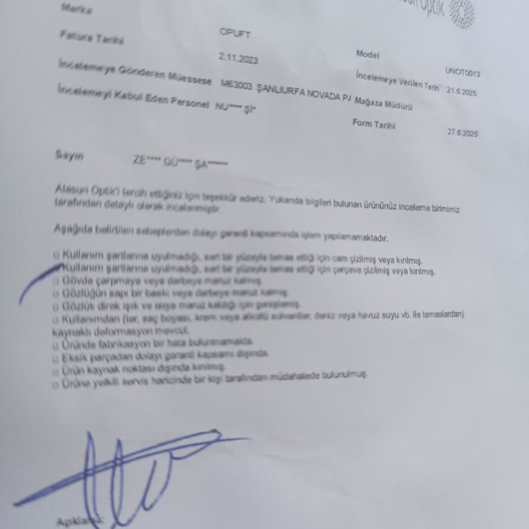 Garanti Kapsamında Beklentimi Karşılamayan Gözlük Deneyimi