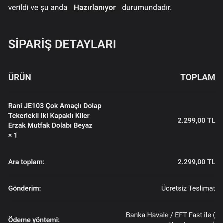 Sipariş Verdiğim Kiler Dolabı Teslim Edilmedi İletişim Sağlanamıyor