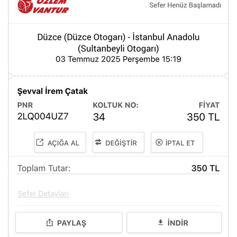 Otobüs Gelmedi Biletim Yandı İade Yapılmadı