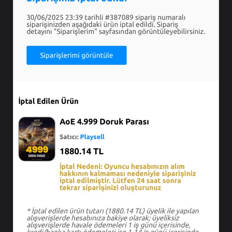 Oyun İçi Satın Alma Sonrası İade Süreci Uzatıldı, Mağdur Edildim