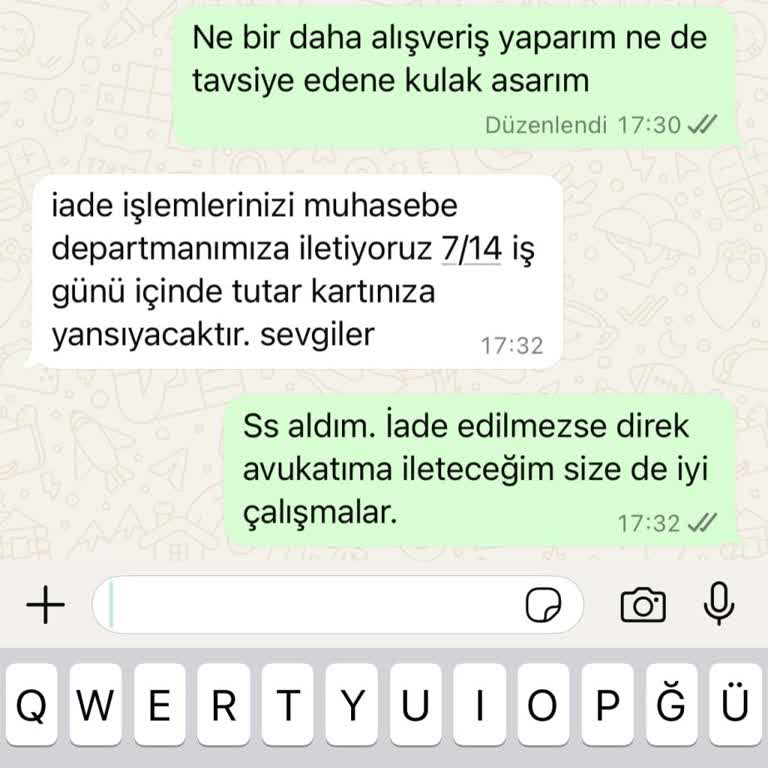 Siparişim Teslim Edilmedi, Paramın İadesini Bekliyorum
