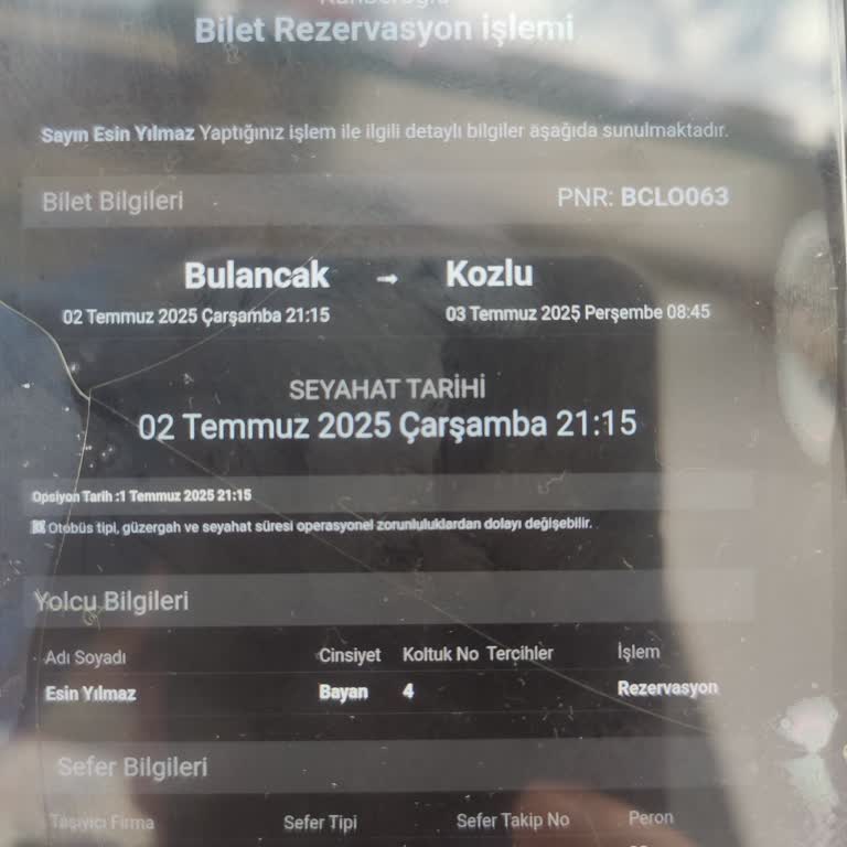 Rezervasyonlu Koltuğum Satılmış, Bilgilendirilmedim