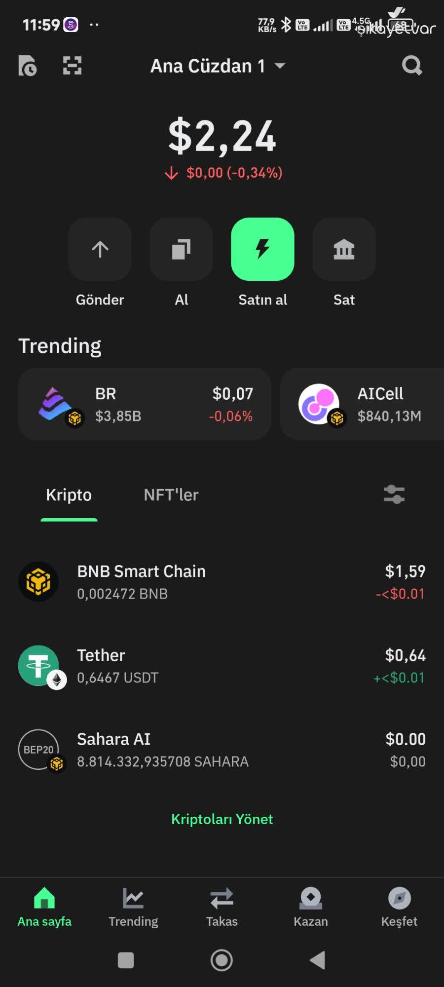 I report Sahara AI coin shows $0 value and is unsellable via Trust Wallet -  Xolvie