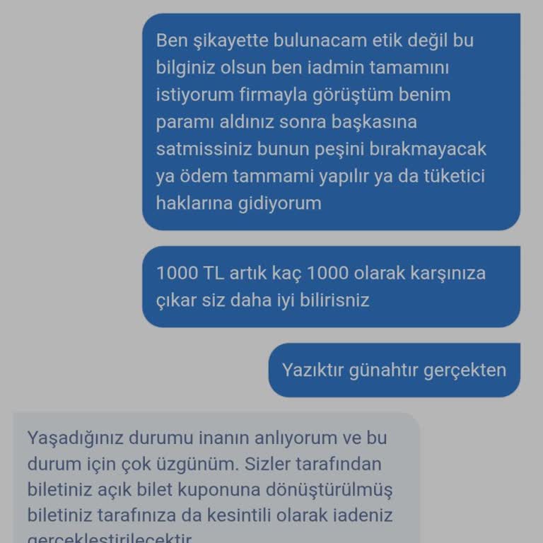 Bilet İptalinde Ücret İadesi Yapılmadı Mağdur Oldum