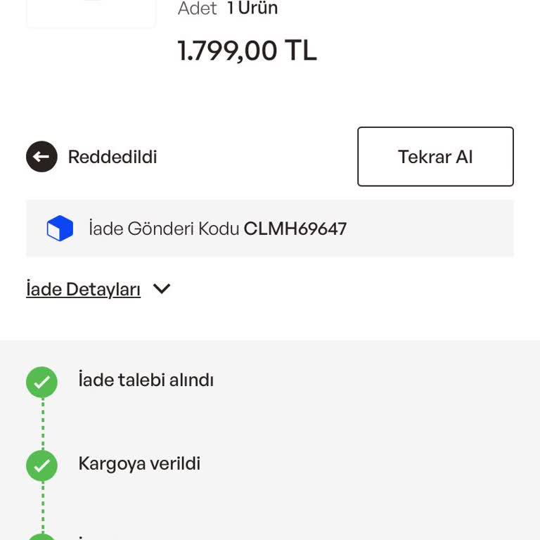 İdefix İade Talebimizin Reddedilmesi Ve Ürünün Kapıda Bırakılması Mağduriyet Yaşattı
