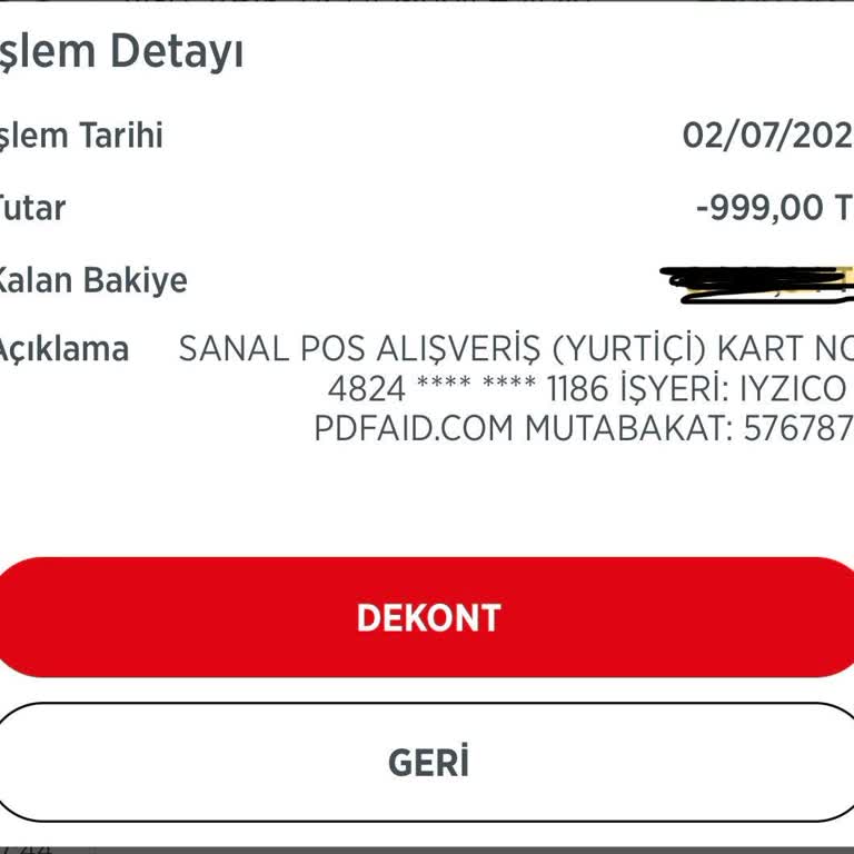 PDF Sitesinden İzinsiz Yüksek Ücret Çekimi Mağduriyeti