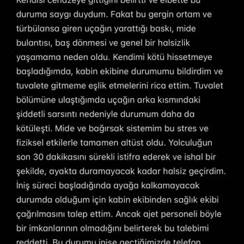 Ajet Uçuşunda Sağlık Sorunuma Kabin Ekibinin İlgisiz Ve Saygısız Yaklaşımı