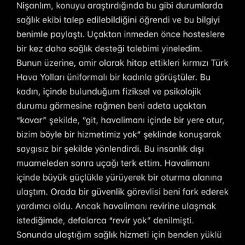 Ajet Uçuşunda Sağlık Sorunuma Kabin Ekibinin İlgisiz Ve Saygısız Yaklaşımı