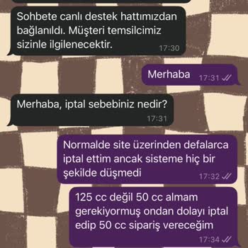 İptal Edilemeyen Sipariş Ve Yetersiz Müşteri Hizmeti
