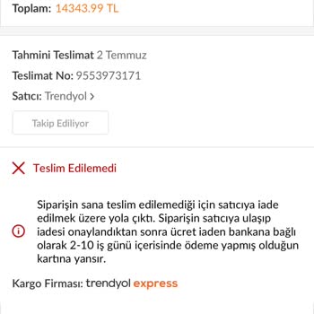 Kargo Teslim Edilmeden Ürünüm İade Edildi, Mağduriyet Yaşıyorum