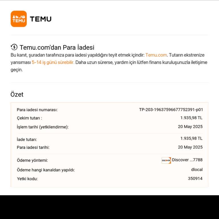 Yanlışlıkla Alınan Ürünün İptali Sonrası Para İadesi Yapılmadı