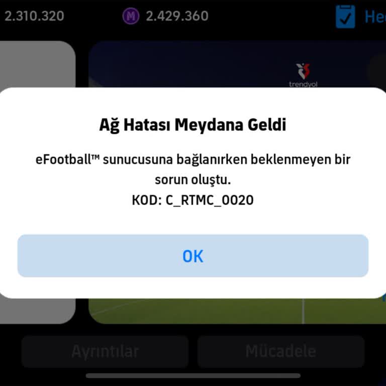 I Report Connection Error C_RTMC_0020 On E-Football Preventing Match Access