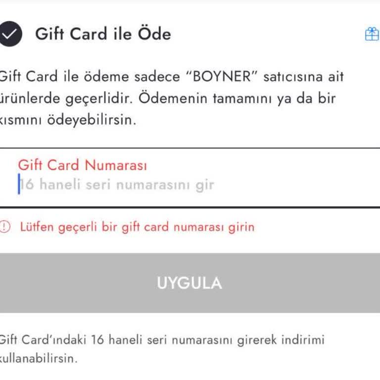 Multinet Gift Card İle Boyner'de Online Ödeme Sorunu Yaşıyorum