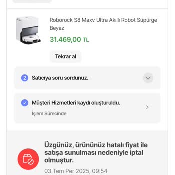 Hepsiburada'dan Alınan Robot Süpürge Siparişim İptal Edildi, Zamanım Boşa Gitti