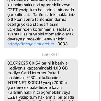 Vodafone İnternet Paketim Bitmeden Aşım Ücreti Yansıtıldı Ve Müşteri Hizmetleri Yardımcı Olmadı