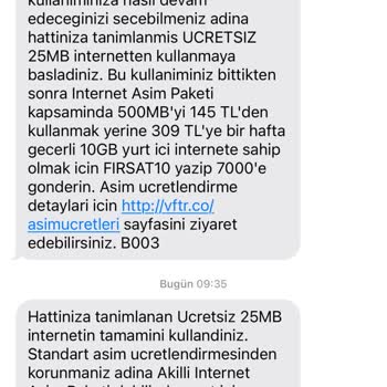 Vodafone İnternet Paketim Bitmeden Aşım Ücreti Yansıtıldı Ve Müşteri Hizmetleri Yardımcı Olmadı