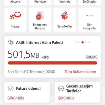 Vodafone İnternet Paketim Bitmeden Aşım Ücreti Yansıtıldı Ve Müşteri Hizmetleri Yardımcı Olmadı