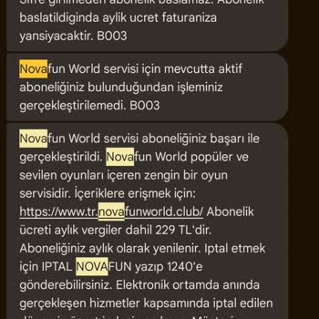 Bilgim Dışında Nova Fun World Aboneliği Ve Haksız Ödeme Talebi