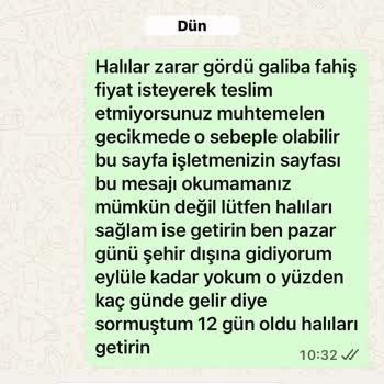 Halılarım Teslim Edilmedi Ücret Anlaşmazlığı Yaşadım