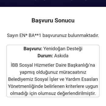İstanbul Büyükşehir Belediyesi Yeni Doğan Desteği Başvurum Askıda Kaldı Bilgi Alamıyorum