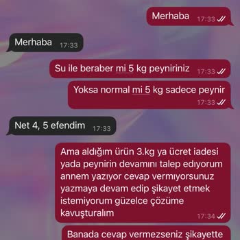 Sipariş Edilen Peynir Miktarı Eksik Gönderildi, Fatura Ulaşmadı