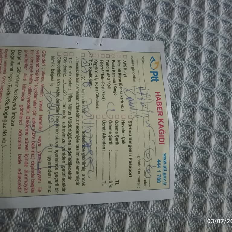 Evde Olmamıza Rağmen PTT Kargo Kimlik Teslimini Gerçekleştirmedi Mağdur Edildik