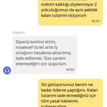Yandex GO Ücret Farkı Ve İade Talebim Yanıtsız Kaldı