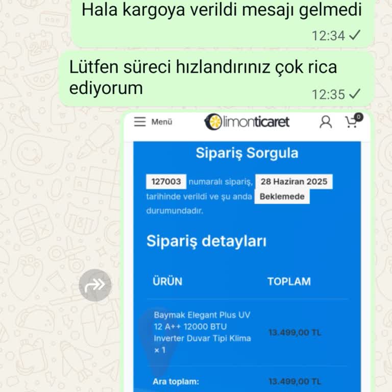 Limon Ticaret'ten Alınan Klimada İletişim Ve İade Sorunları Yaşanıyor