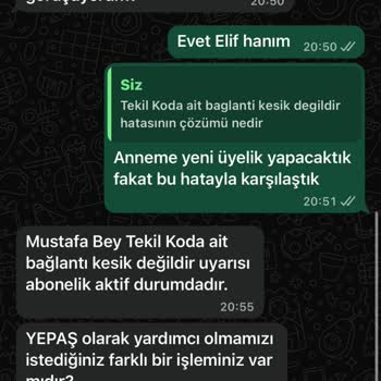 Yepaş Abonelik Başvurusunda Bağlantı Sorunu Mağduriyeti