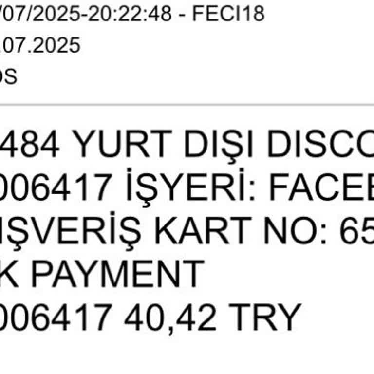 Facebook Payment Diye Hesabımdan Para Çekildi