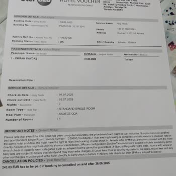 Geçerli Otel Rezervasyonuna Rağmen Yunanistan Vizesine Red