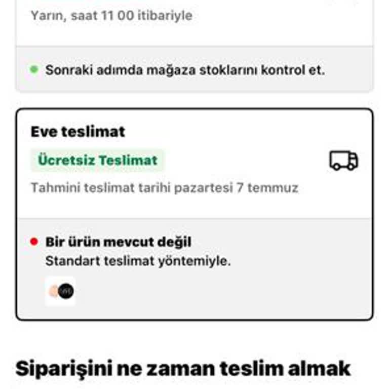 Teslimat Seçeneği Sadece Mağaza İle Sınırlı, Eve Gönderim Yok