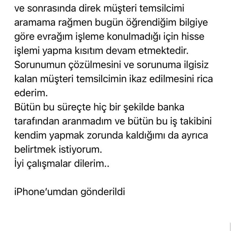 TEB Yatırım'da Belge Güncelleme Sorunu Ve İletişimsizlik