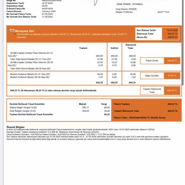 Kullanmadığım İnternet Hizmeti İçin Fatura Talebi